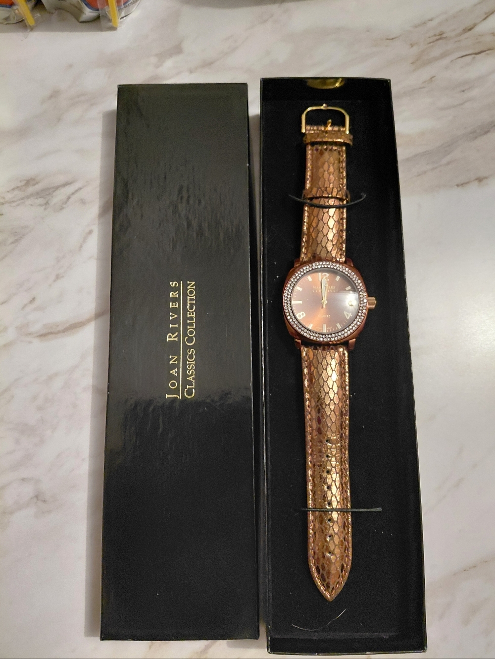 Joan Rivers Classics Collection Rose Gold Snake-Embossed Watch - Picture 2 of 4
